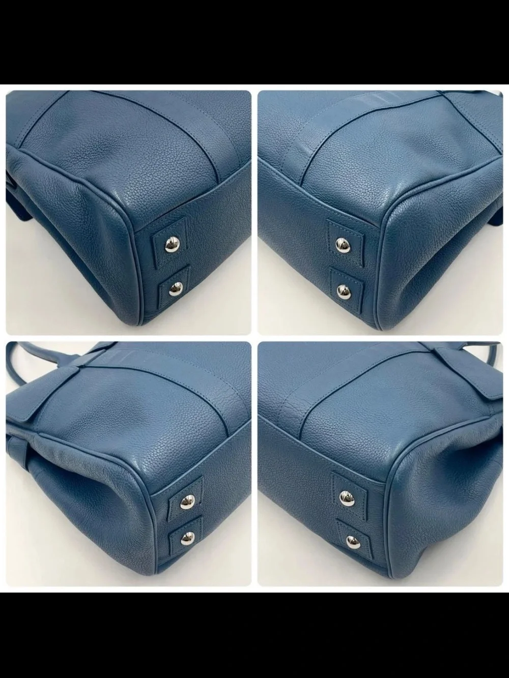 Mulberry Blue Leather Satchel with Turn-Lock Closure